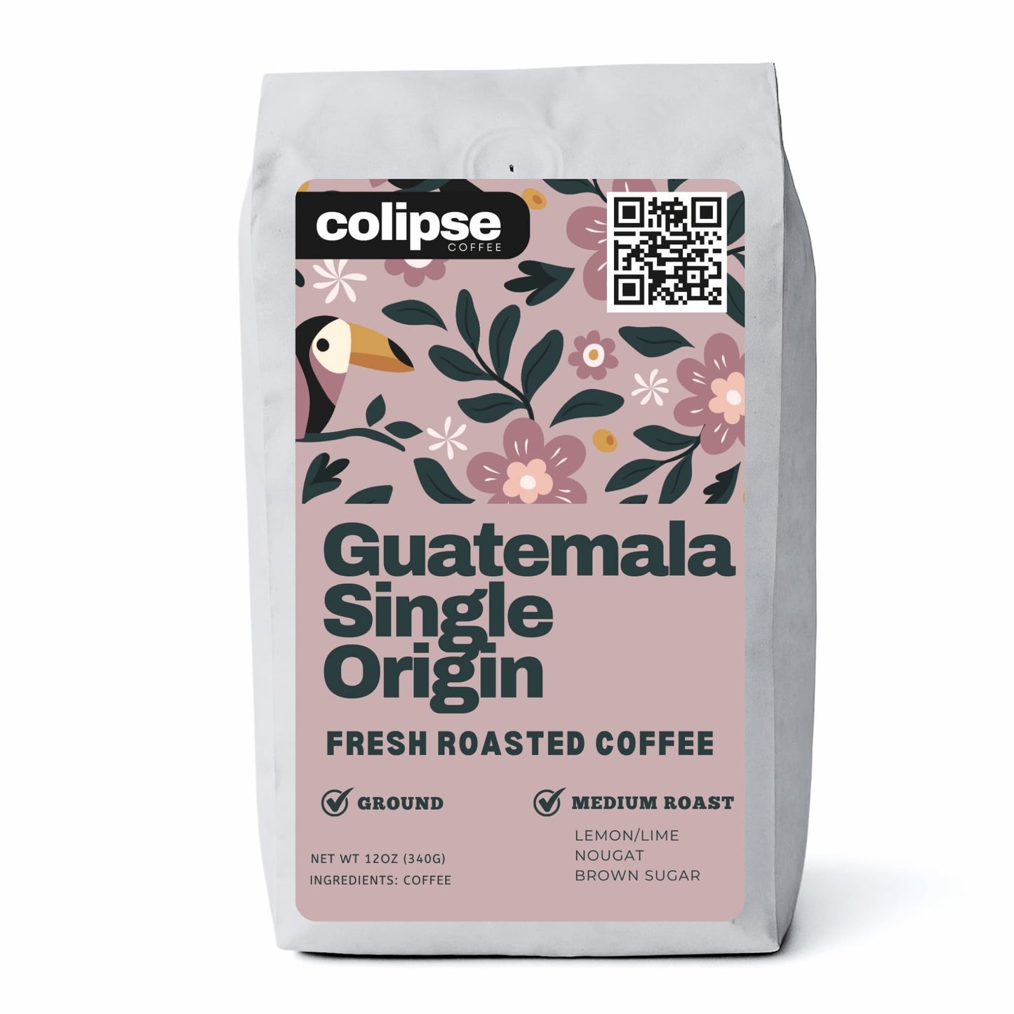 Colipse Guatemala coffee grounds, bright and complex with citrus notes.