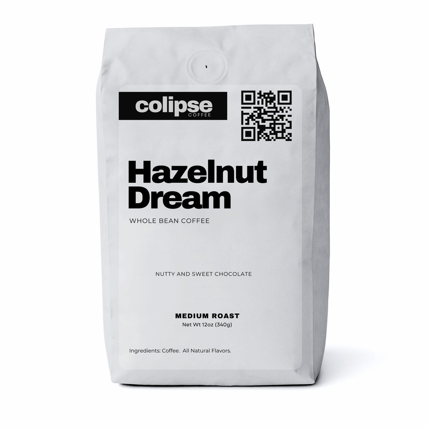 12 oz bag of Colipse hazelnut flavored ground coffee