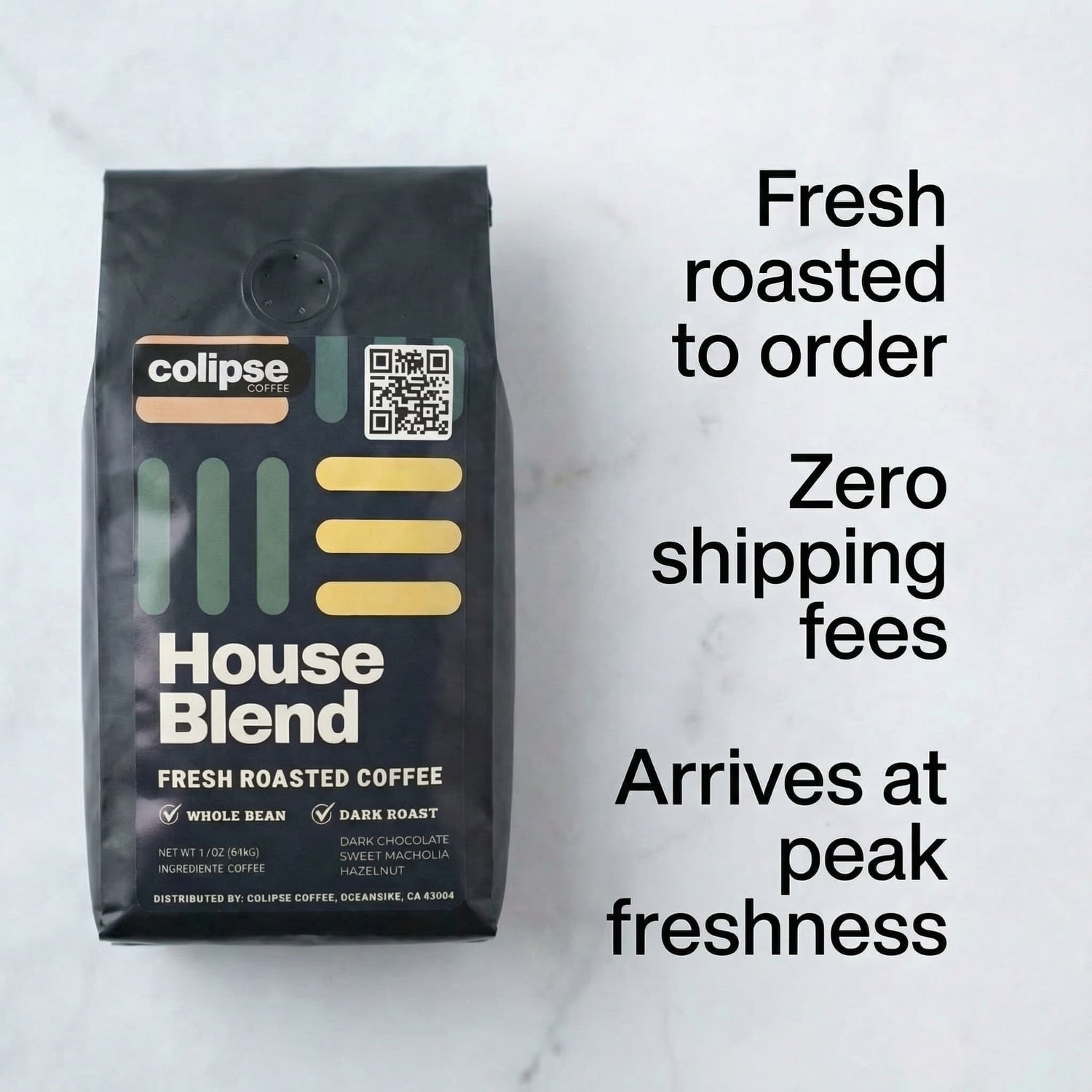 Coffee bag with 'colipse' branding on a white background