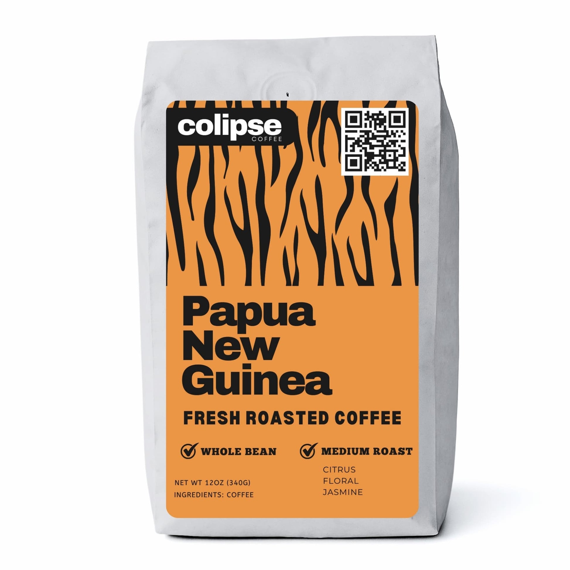 Colipse Papua New Guinea whole bean coffee, sweet and medium-bodied.