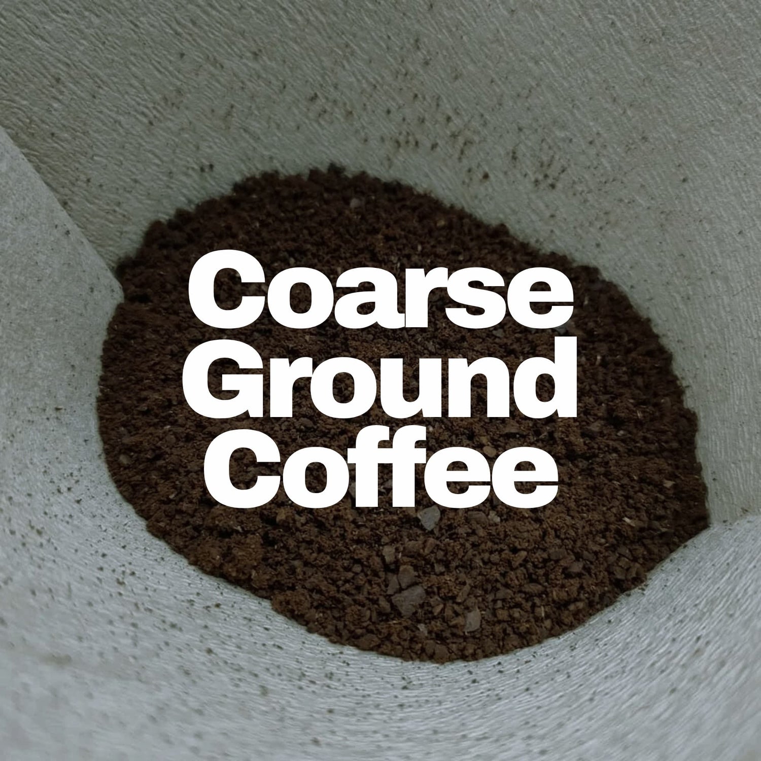 Coarse ground coffee in a filter. 