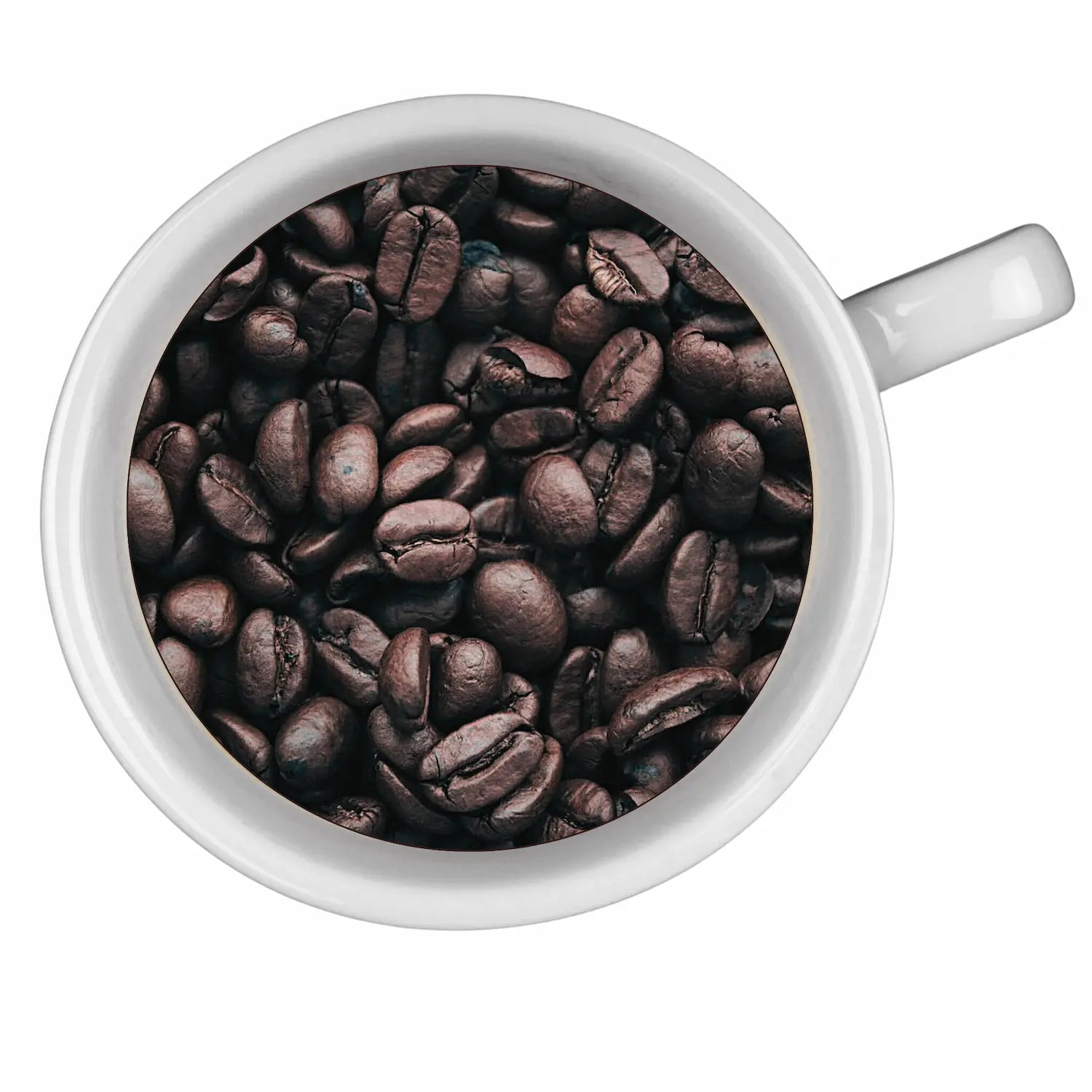 dark roast coffee beans and grounds