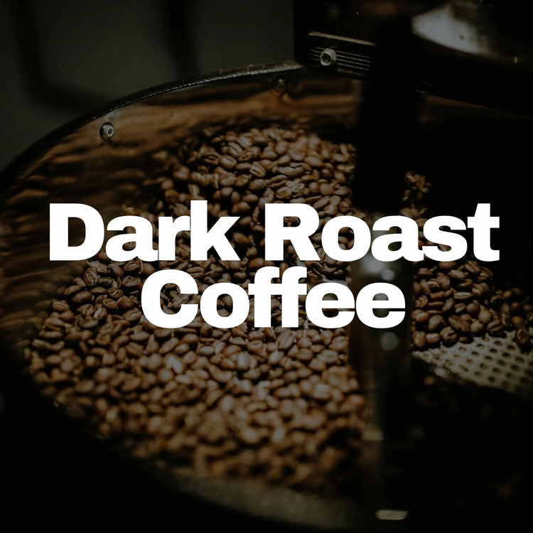 dark roast coffee beans and grounds
