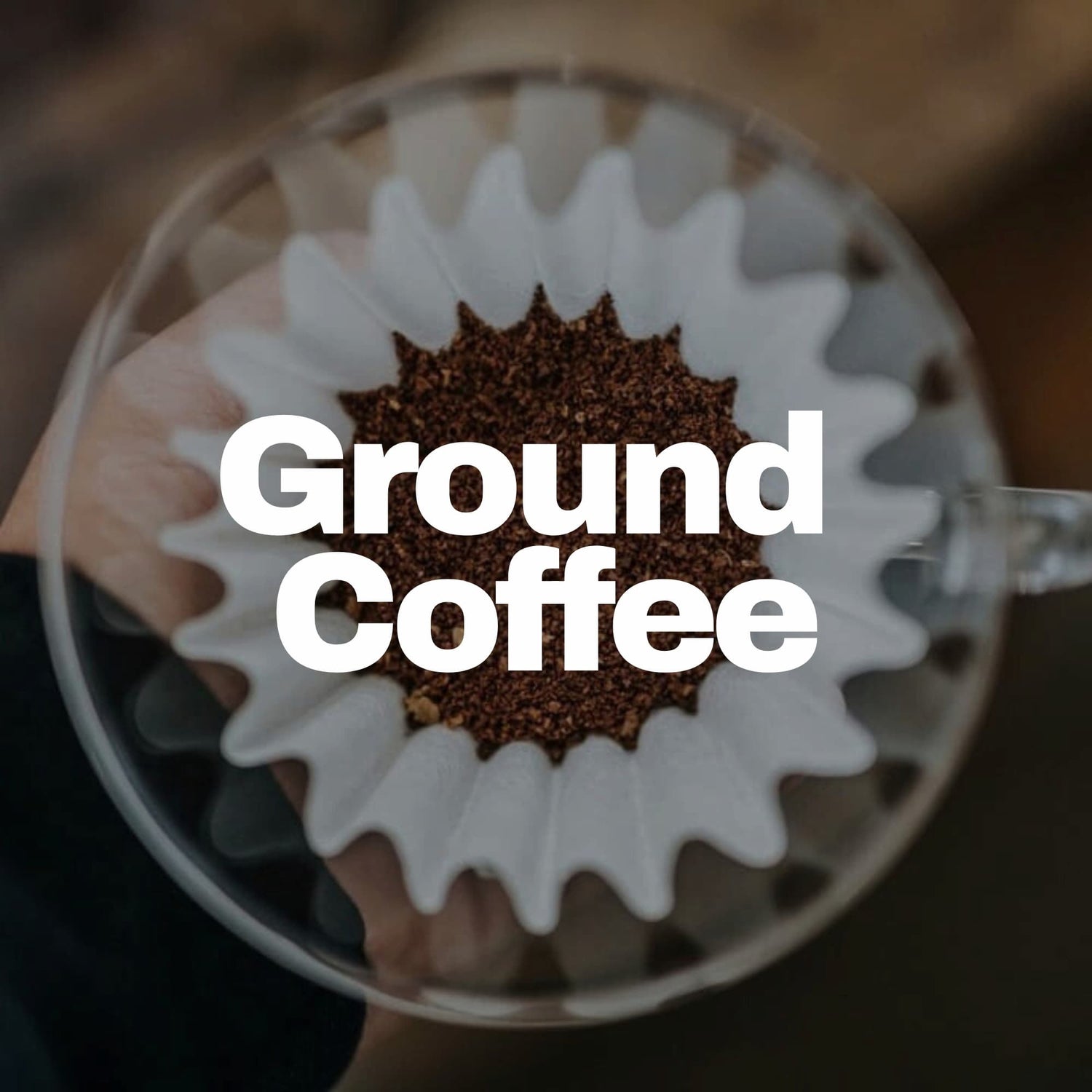 Ground coffee in a paper filter.