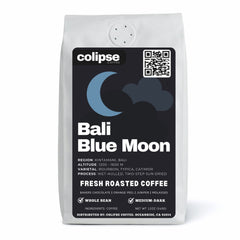 Colipse Bali whole bean coffee, rich and exotic with chocolate sweetness.