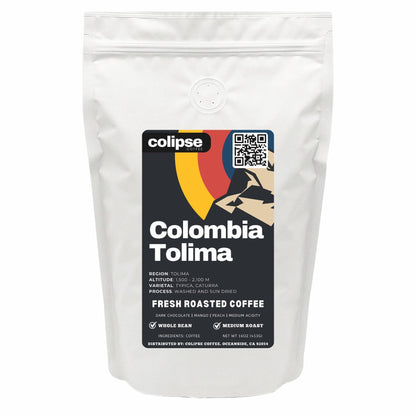 Colipse Colombia Tolima coffee package on a white background