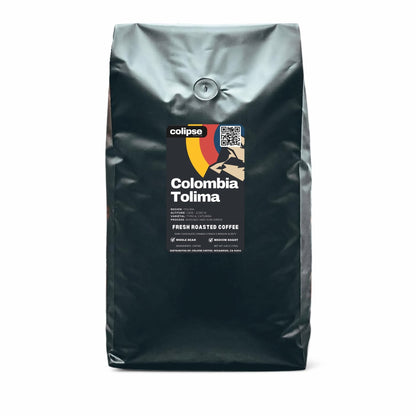 Colombia Tolima coffee bag with Colipse branding on a white background