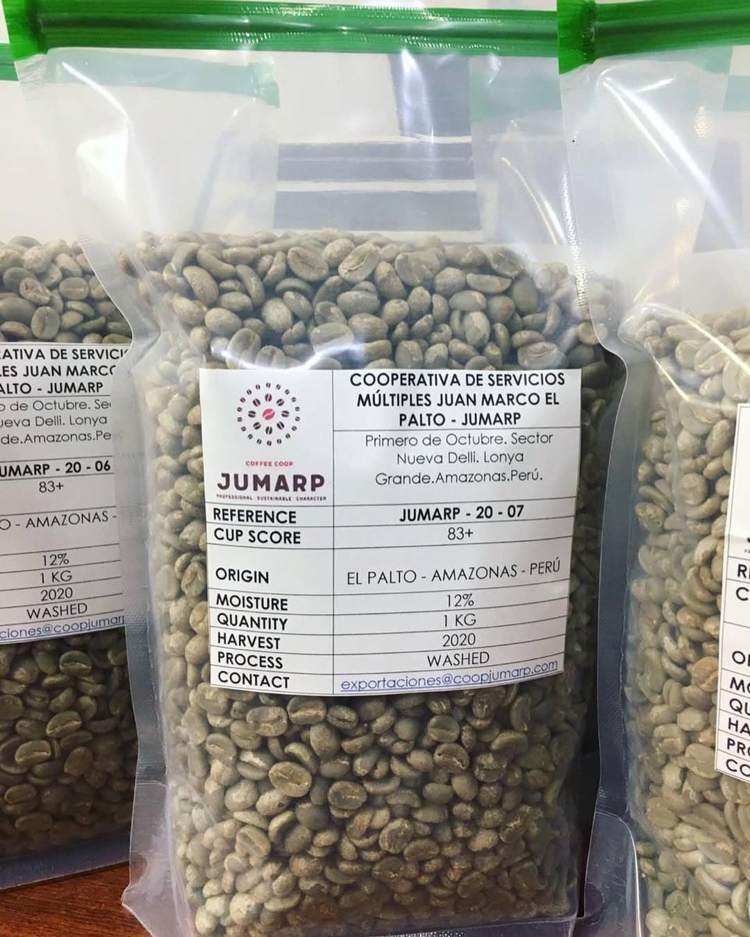 unroasted coffee beans from Peru el palto coop