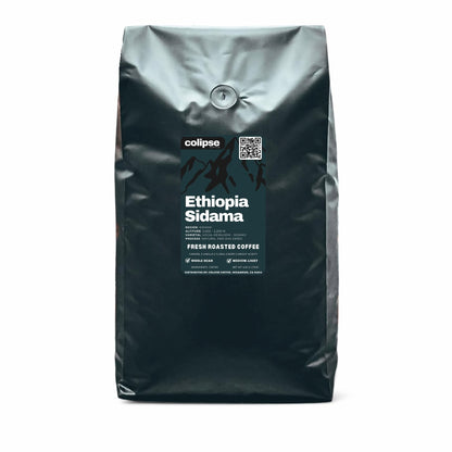 Coffee bag labeled 'Ethiopia Sidama' by 'colipse' on a white background