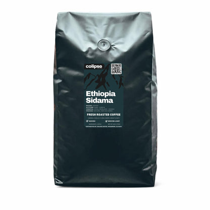 Coffee bag labeled 'Ethiopia Sidama' by 'colipse' on a white background