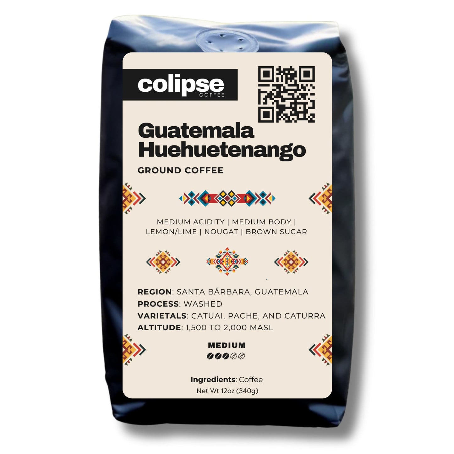 Colipse Guatemala coffee grounds, bright and complex with citrus notes.