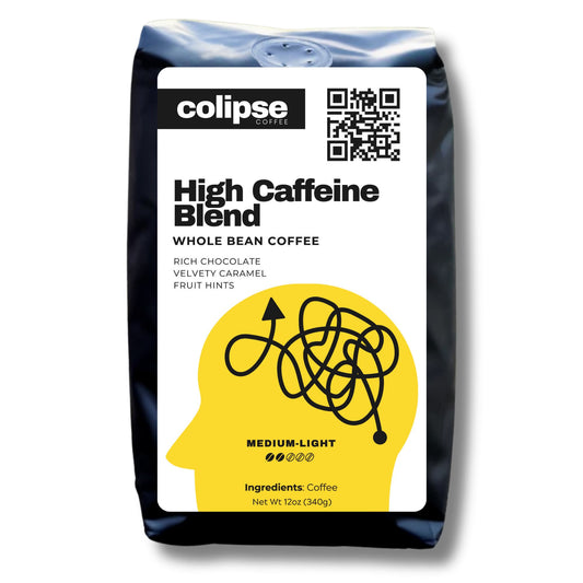 Colipse High Caffeine whole beans for a strong and bold cup.