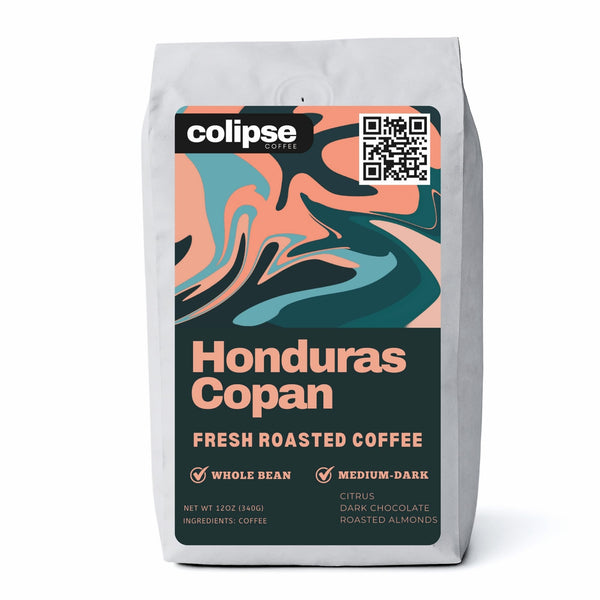Colipse Honduras whole bean coffee, medium-bodied with caramel sweetness.