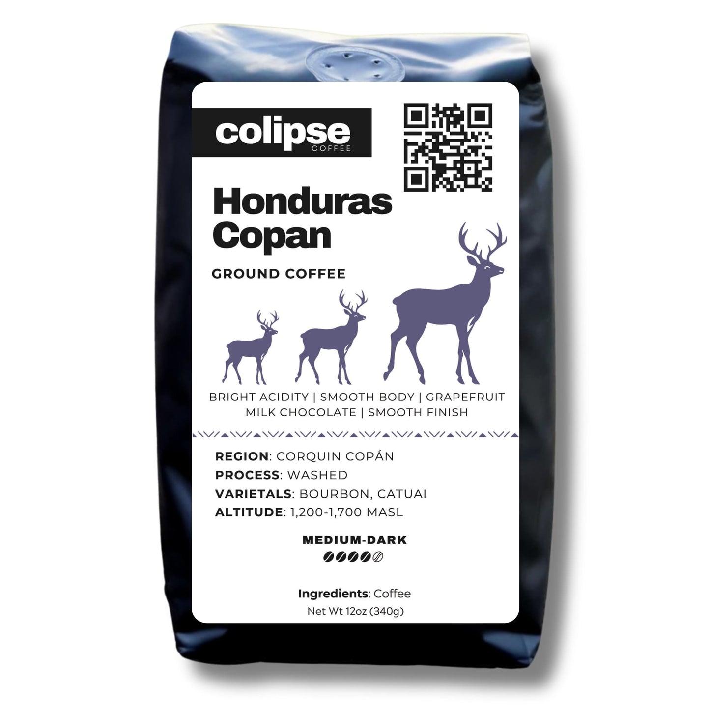 Colipse Honduras coffee grounds, sweet and medium-bodied.