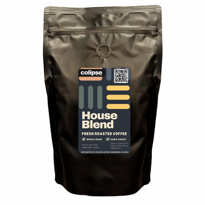 Coffee bag labeled 'House Blend' by colipse on a white background