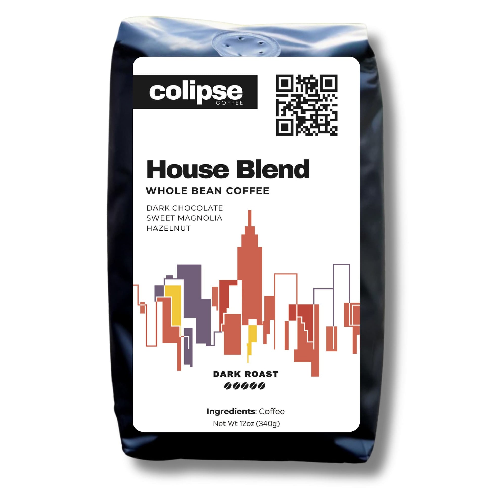 Colipse House Blend whole bean coffee, balanced and flavorful.