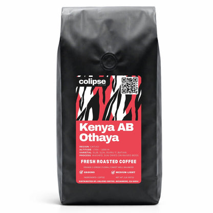 Coffee bag with 'colipsee' branding and 'Kenya AB Othaya' label on a white background