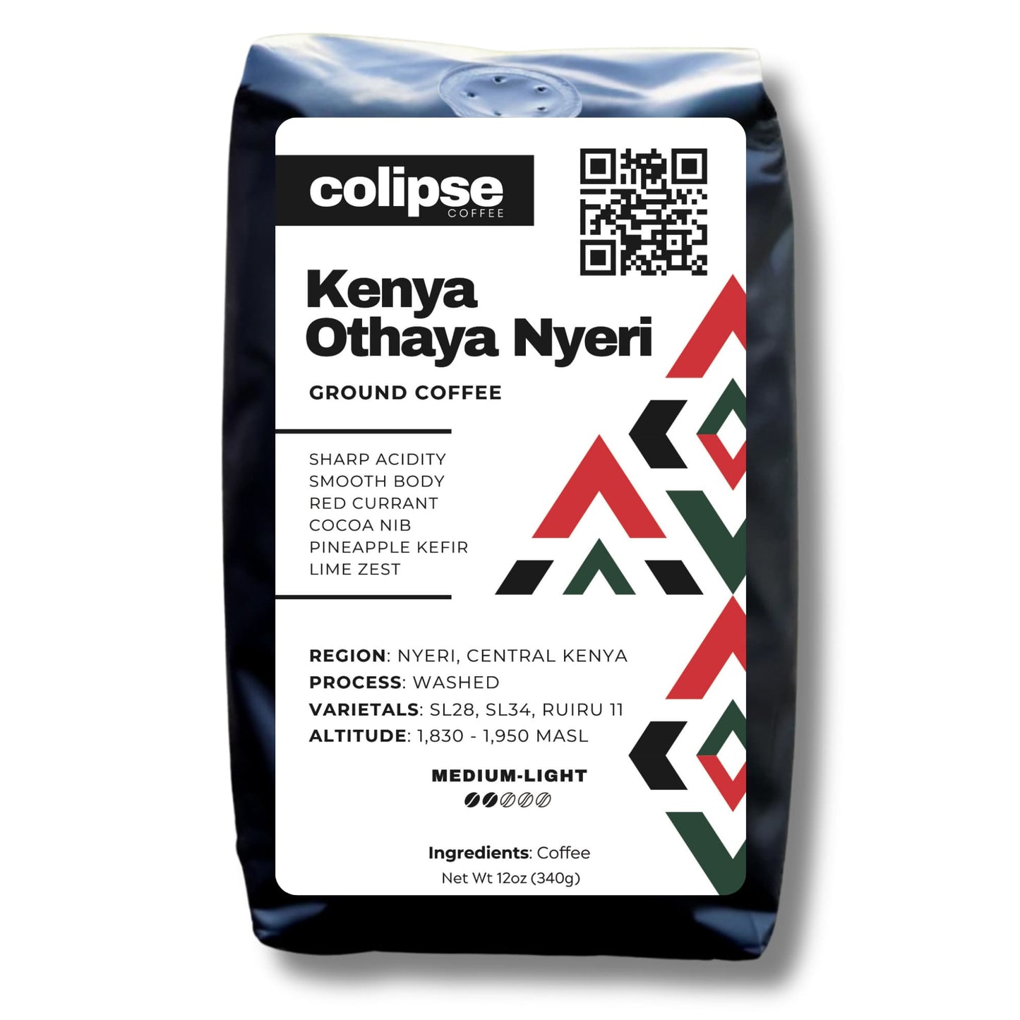 Colipse Kenya coffee grounds, juicy and complex with berry notes.