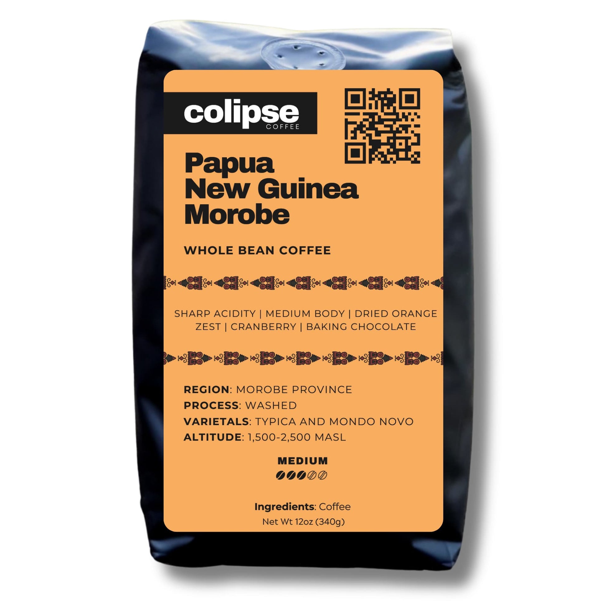 Colipse Papua New Guinea whole bean coffee, sweet and medium-bodied.