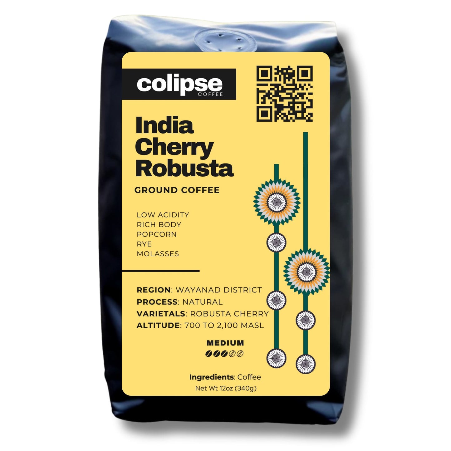 Colipse Robusta coffee grounds, intense and full-bodied for a strong brew.