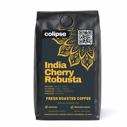 Colipse Robusta coffee grounds, intense and full-bodied for a strong brew.
