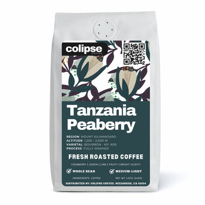 Colipse Tanzania whole bean coffee with vibrant acidity and bold flavors.